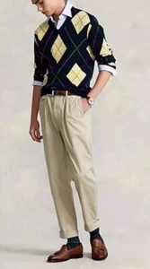 Polo Ralph Lauren Pants Mens 36x34 Khaki Wynton Stretch Slim Tapered Fit Trouser - Picture 1 of 20