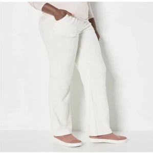 Denim & co. Comfort Zone Dream Fleece Full- Length Pants Natural x-small A460325 - Picture 1 of 5