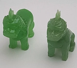 Vintage HSIEH CHAI grüne Jade Glasfiguren Wächter der Ming Dynastie Franklin Mint - Bild 1 von 8