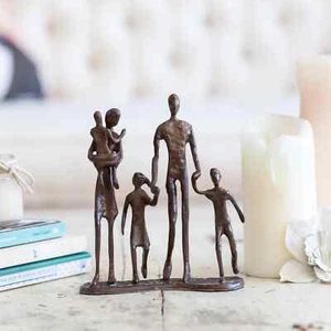 Family of Five Walking Bronze Sculpture - Picture 1 of 2