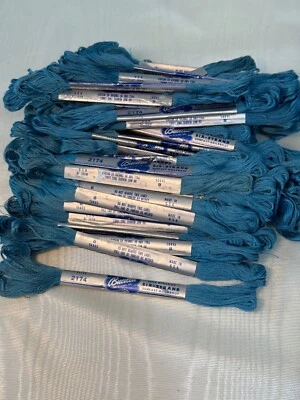 Bucilla Six Strand Embroidery Floss Lot of 79 # 2174Teal Blue New - Image 1 of 3