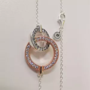 tone & Two tone Necklace 45CM Intertwined Circles Pandora Signature Two - Picture 1 of 5