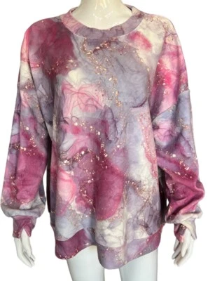 Blusa PJ Salvage $72 Marble Mayhem estampada gola redonda tamanho 2X nova com etiquetas - Imagem 1 de 4
