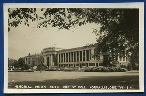 Oregon or State College University Corvallis Memorial Union Bldg photo postcard - Picture 1 of 2