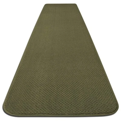 SKID-RESISTANT CARPET RUNNER hall area rug floor mat OLIVE GREEN - Image 1 of 4