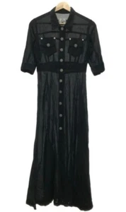 Jean Paul Gaultier JPG Long Dress Denim Style Button Engraving Black 40 JAPAN - Picture 1 of 10