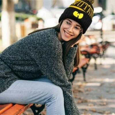 Wu-Tang Clan Beanie Hat adult boys girls with Bobble black yellow -