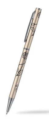 Bolígrafo Mackintosh plateado hoja de rosa nuevo en caja varios colores Foto 1 de 4