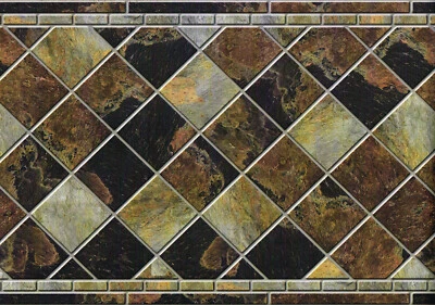 Diamond Slate Marble Wall Tile 3D Look Peel Stick Vinyl Kitchen Backsplash 11.5" - Image 1 of 4