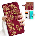 ( For Oppo Find X5 ) Wallet Flip Case Cover AJ23435 Red India Elephant