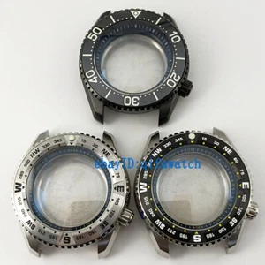 44mm Silber Schwarz Uhrengehäuse Gewölbtes Saphirglas passend für NH34 NH35 NH36 Uhrwerk - Bild 1 von 14