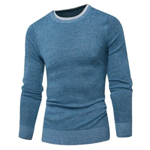 Men's Pullover Crew Neck Long sleeve Sweater Jumper Casual Occident Knitting B - Picture 1 of 15