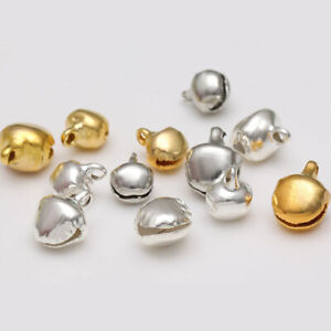 50pcs Small Tiny Metal Jingle Style Bells Pendants Ornament Crafts Jewelry DIY