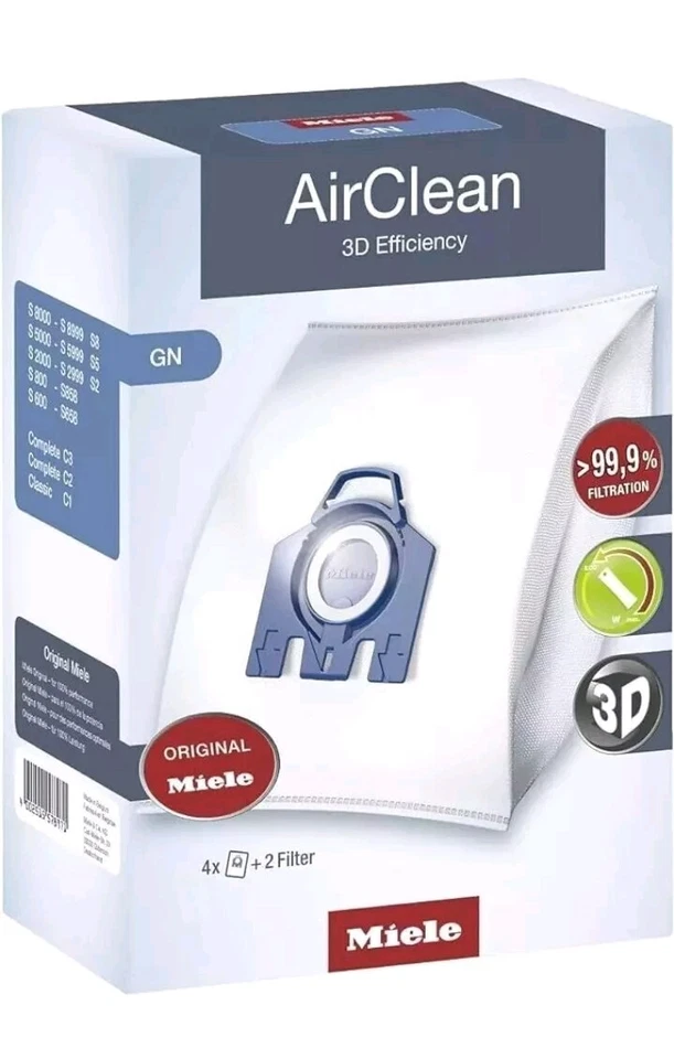 Miele 10123210 AirClean 3D Efficiency Dust Bag, Type GN | 4 Bags & 2 Filters - Image 1 of 1