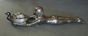 EXOTIC VINTAGE C1923 RONSON LV ARONSON EGYPTIAN DECO RISQUE NUDE INCENSE BURNER - Picture 1 of 23