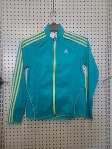 Adidas Windbreaker Jacket Juniors Girl's Size Small  Multicolor Torquois/ Lime  - Picture 1 of 11