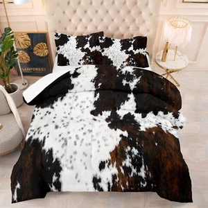 Black White Cow Print Comforter Set Full Western Farmhouse Cow Print Bedding ... - Picture 1 of 8