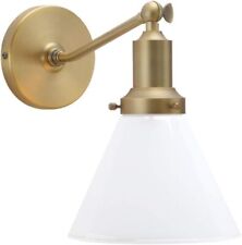 Industrial Wall Sconce Vanity Mirror Lighting with Funnel Milk White Glass Shade