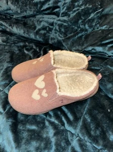Spenco Orthotic Novelty Slippers Evie Rose Pink Felted Love Heart Mules 8D - Picture 1 of 6