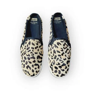 Kate Spade Keds size 8.5 slip-on mules leopard print calf hair leather sneakers - Picture 1 of 9