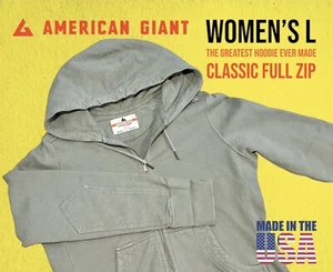 American Giant Hoodie Women’s L Classic Full Zip Green Slate Limited Made in USA - Picture 1 of 15