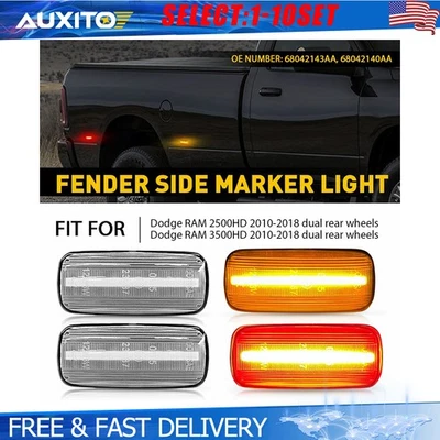 Clear LED Side Marker Lights For Dodge Ram 2500 3500 2010-18 Dually Fender 4-20X - Image 1 of 4