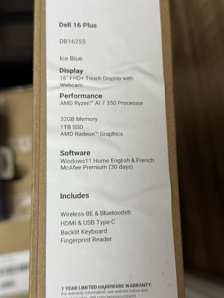 Laptop Dell - Plus - Copiloto+ PC - 16" 2K Pantalla Táctil - AMD Ryzen AI 7 350 20... Foto 1 de 1