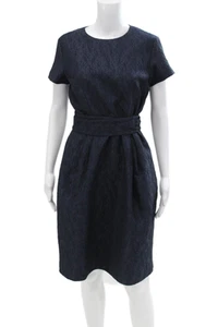CH Carolina Herrera Womens Cap Sleeve Waist Tied A-Line Dress Black Size 8 - Picture 1 of 8