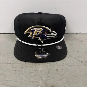 Cappello Berretto Nuovo con etichette Baltimore Ravens New Era Rope The Golfer Snapback Nero Regolabile - Foto 1 di 5