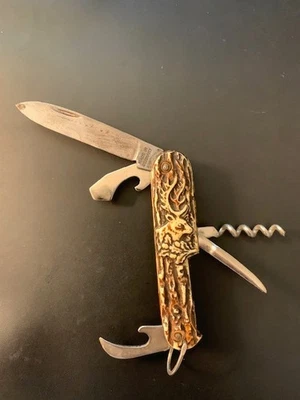 Vintage  «DEER HEAD» Folding Pocket Knife Made in Germany 5 Elements - Image 1 of 4