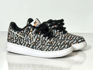 Nike Air Force 1 Low GS Sneakers 3Y Youth Just Do It Black White Orange Shoes - Picture 1 of 20