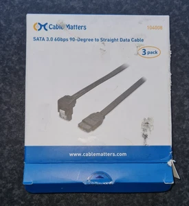 Cable Matters SATA 3.0 6Gbps 90 gradi a cavo dati dritto - 18 pollici (confezione da 3) - Foto 1 di 4