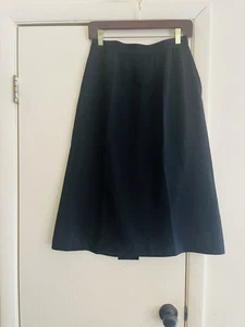 Vintage schwarz Wolle 60er A-Linie hohe Taille Midi adrett dunkel Academia Rock M - Bild 1 von 9