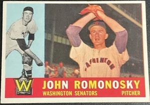 1960 TOPPS # 87 JOHN ROMONOSKY DEI SENATORI DI WASHINGTON OTTIME CONDIZIONI - Foto 1 di 2