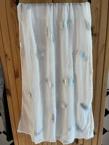 Ladies White Scarf with Silver Feather Print Brand New - Picture 1 of 7