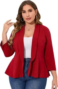 Women Plus Size Casual Blazer Open Front Long Sleeve Work Office Cardigan sizeXL - Picture 1 of 6