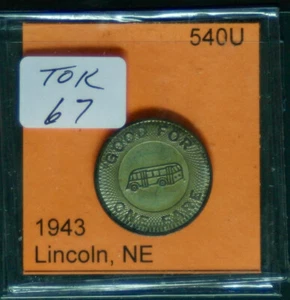 Ficha de tránsito vintage - Lincoln City Lines Lines 1943 TOK67 - Imagen 1 de 2