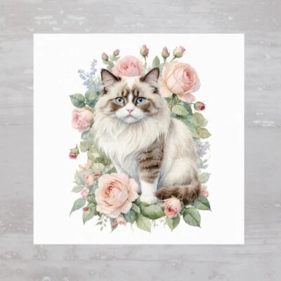 Bloque de edredón de costura artesanal cuadrado panel de tela de gato rosa de gato A744 Foto 1 de 4