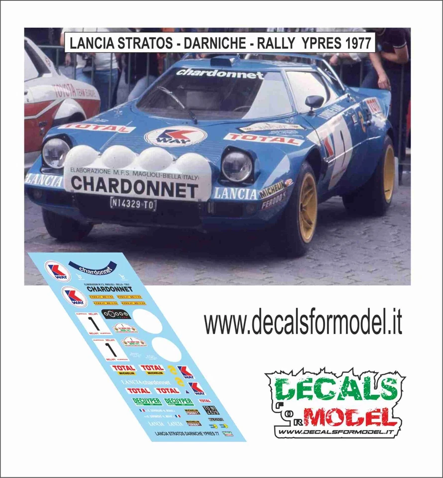 DECALS 1:43 LANCIA STRATOS DARNICHE RALLY YPRES 1977 - Immagine 1 di 1