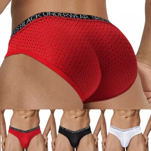 Men's Bikini Briefs Boxer Shorts Low Rise Sexy Mesh Breathable U Pouch Underwear - Picture 1 of 25