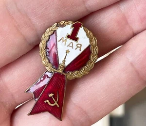Very Rare Early Soviet 1st May International Labor Day Pin Badge USSR Russia - Imagen 1 de 3