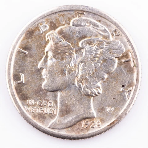 1928 Mercury Dime AU Silver 10c Cover