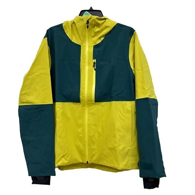 NWT Men’s Sz L Marmot Refuge Hooded Ski Jacket. Yellow/Green. Powder Skirt. - Image 1 of 4