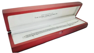 Double Row Tennis Bracelet Platinum finish with Created Diamond free postage  - Image 1 of 4