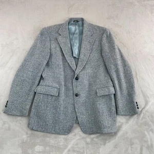 Vintage Harris Tweed Blazer Jacket Sport Coat 42R Gray Blue 100% Scottish Wool - Picture 1 of 16