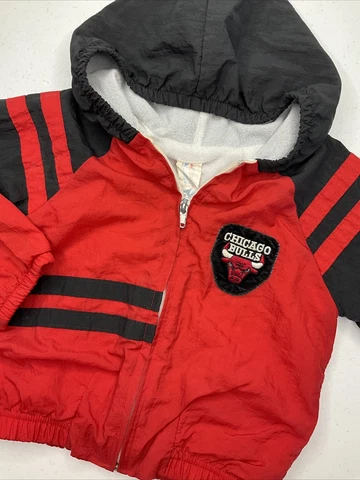 Vintage Chicago Bulls Official NBA Full Zip Nylon Hooded Jacket Toddler 3T Cover