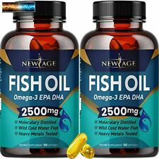 Omega 3 Olej rybny 2500mg Suplement firmy New Age - 2-pak - Wsparcie immunologiczne i serca