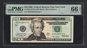 United States-Fed. Reserve 20 Dollars 2009 Fr#2095-BSOI (JBD Block) UNC Grade 66 - Picture 1 of 2