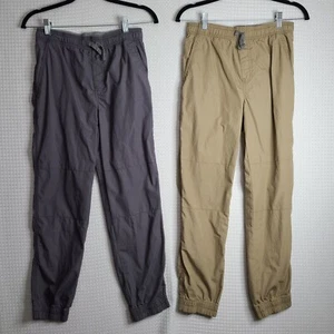 Carter Kids Boys *Pair* 14/14A Gray/Beige Elastic Waist Joggers Drawstring - Picture 1 of 21