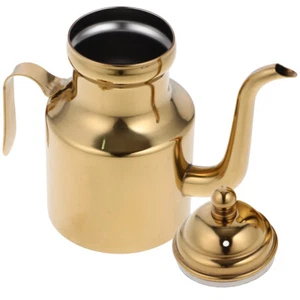 Bottiglia dispenser olio oliva bollitore dorato pentola acciaio inox brocca condimento - Foto 1 di 11